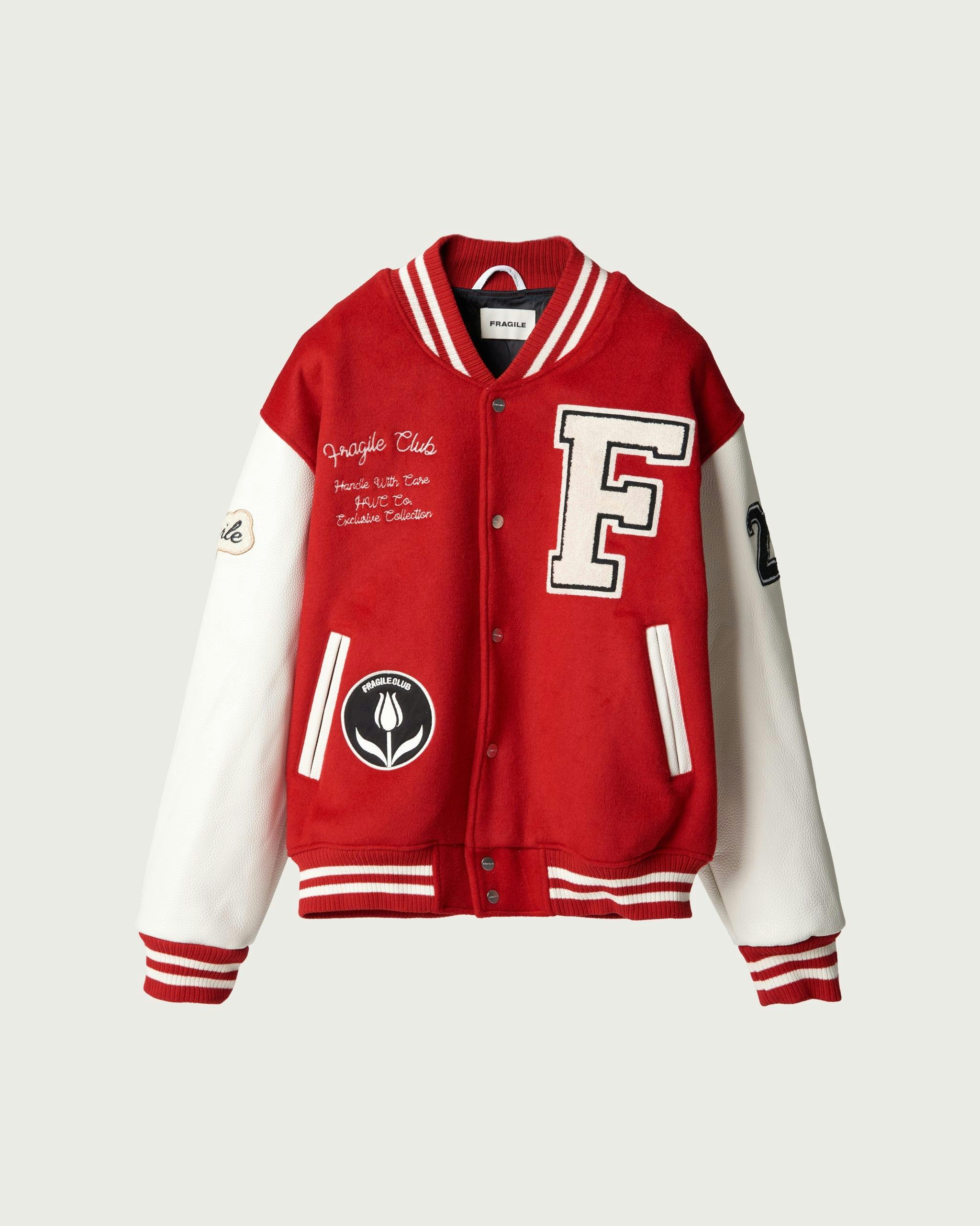 FRAGILE® Red Varsity Jacket | FRAGILE